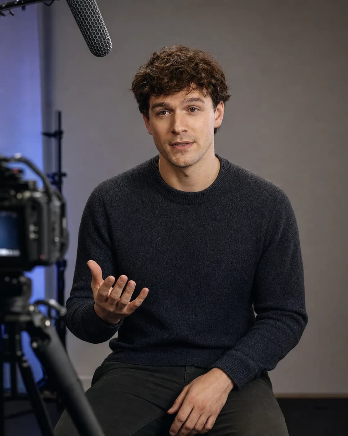 Comédien filmant une self-tape dans le studio Troubadours
